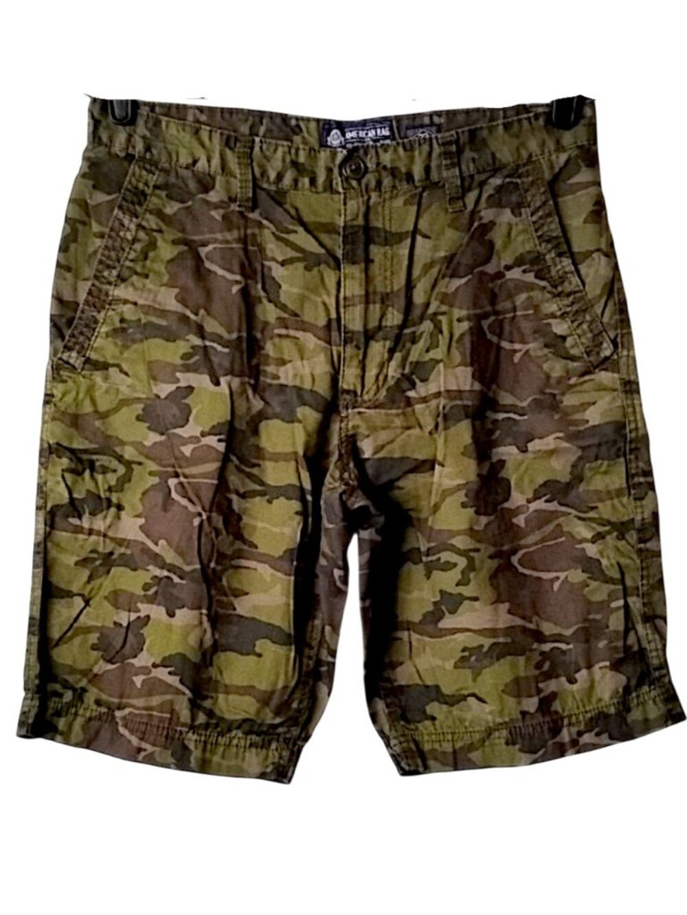 American Rag Cie 100% Cotton Slim Fit Bermuda Shorts 32 10" Inseam Army Camo